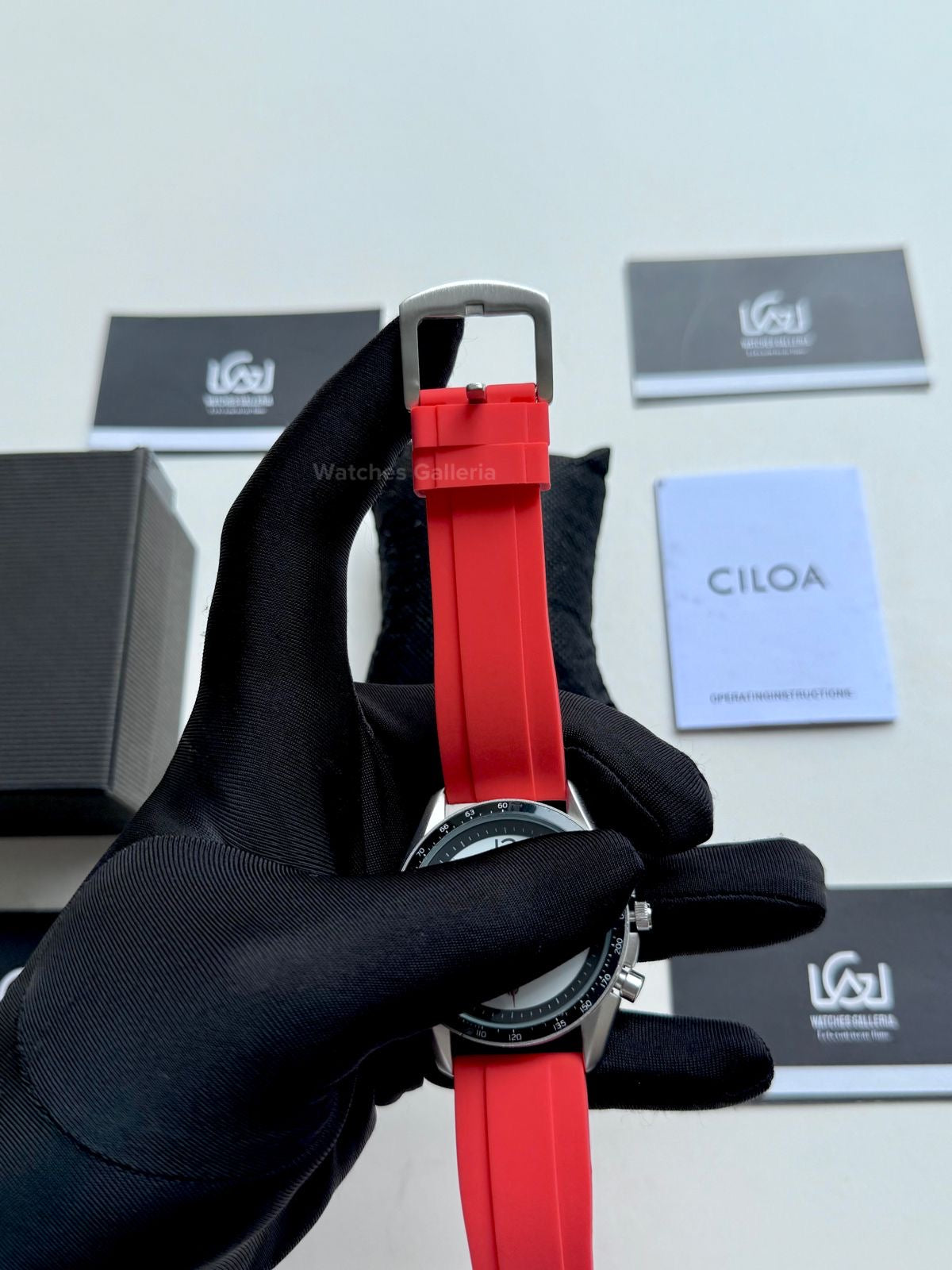 Ciloa Chronograph Leather Quartz (White) ciloa507 Watches Galleria