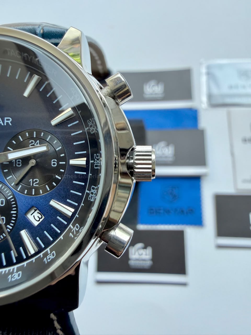 Benyar BY5213 Blue Men’s Luxury Quartz Leather Strap Watch – Waterproof Stainless Steel Analog Wrist Watch with Luminous Hands | Original Benyar Pakistan | Watches Galleria