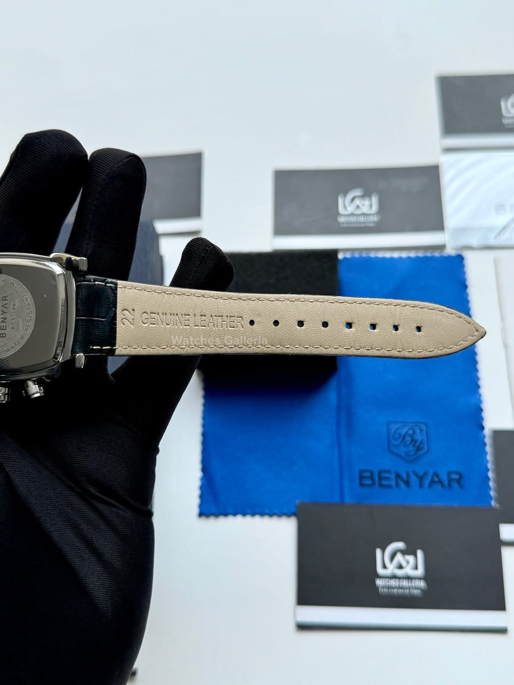 Benyar BY5113LE Square Chronograph Watch in Pakistan – Limited Edition Black White Luxury Men’s Quartz Chronograph Leather Strap Watch