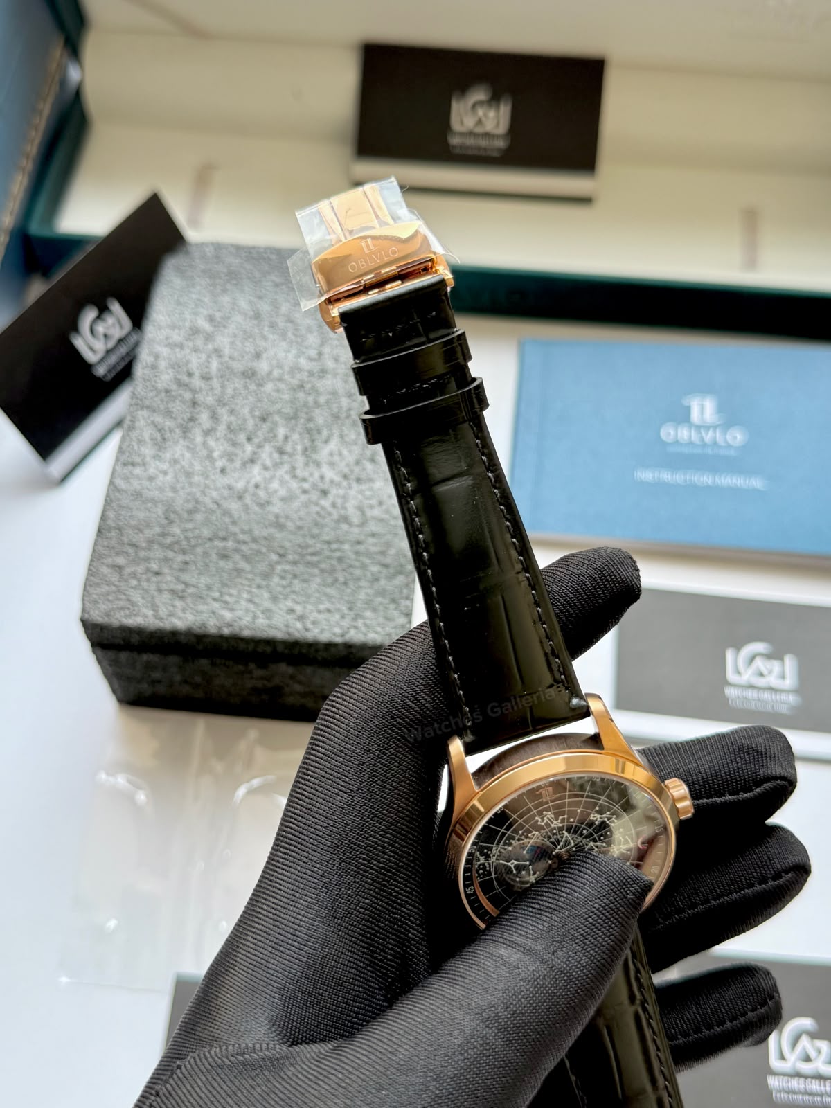 OBLVLO GC (Black Rose Gold) Grand Complications Celestial Automatic Watch Brown & Black Dial with Rose Gold Details, Moving Constellation & Earth Display – OBLVLOGC | Oblvlo