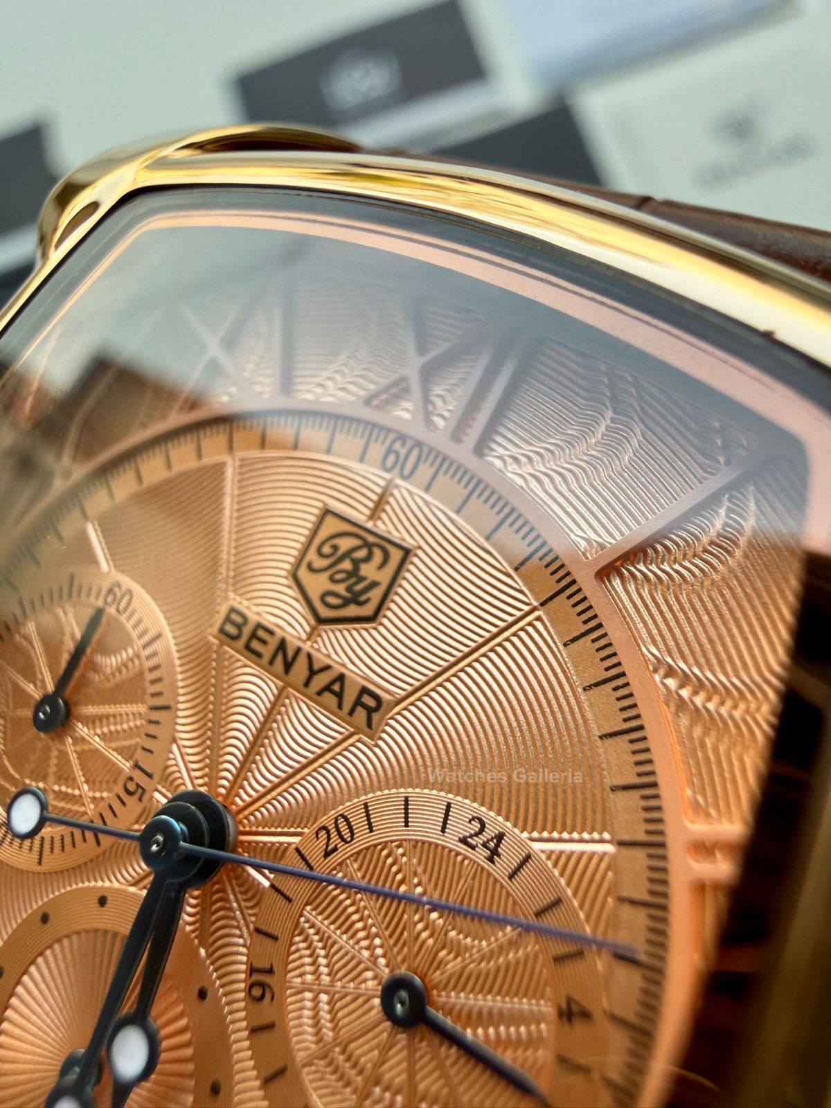 Benyar BY5113 Square Chronograph (Brown/Rose Gold) Benyar Watch Pakistan