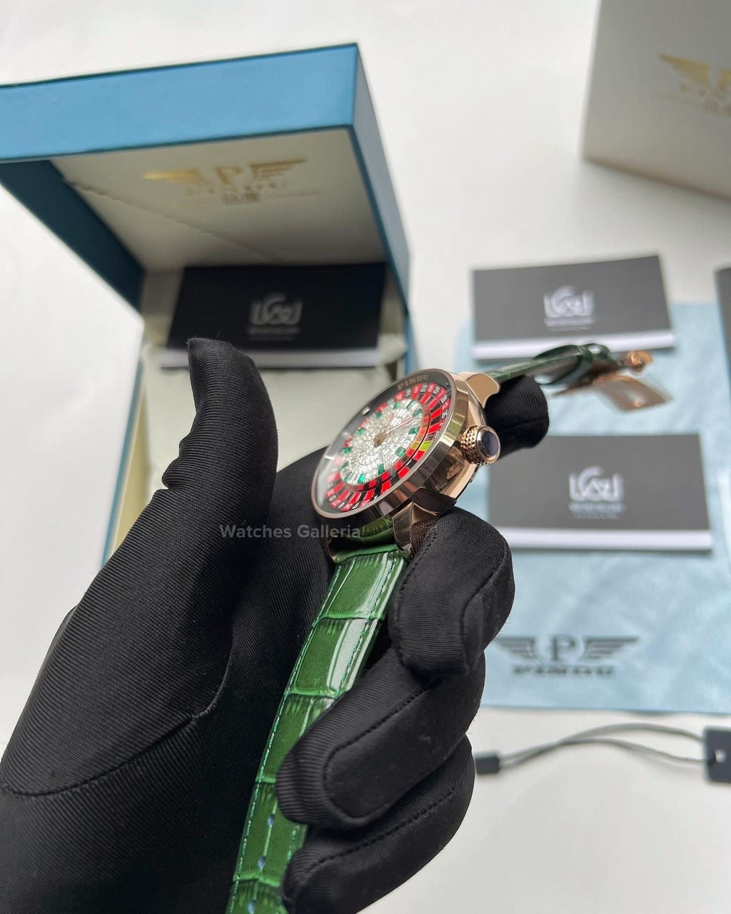 Pindu Design Casino Roulette Automatic Watch (Baguette Cut Diamonds Dial) P6617 Watches Galleria