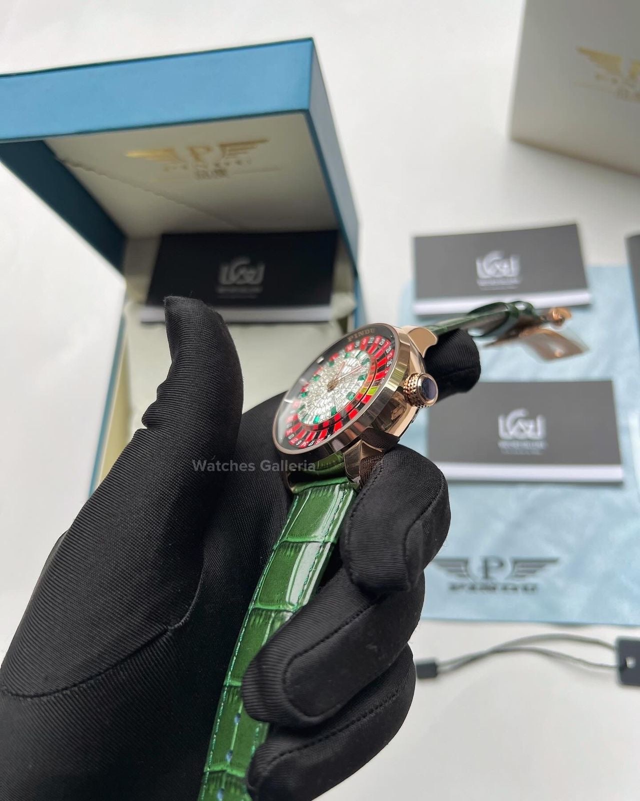 Pindu Design Casino Roulette Automatic Watch (Baguette Cut Diamonds Dial) P6617 Watches Galleria