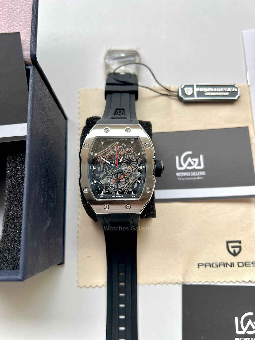 Pagani Design Tonneau Quartz (Black/Silver) PDys012 Watches Galleria