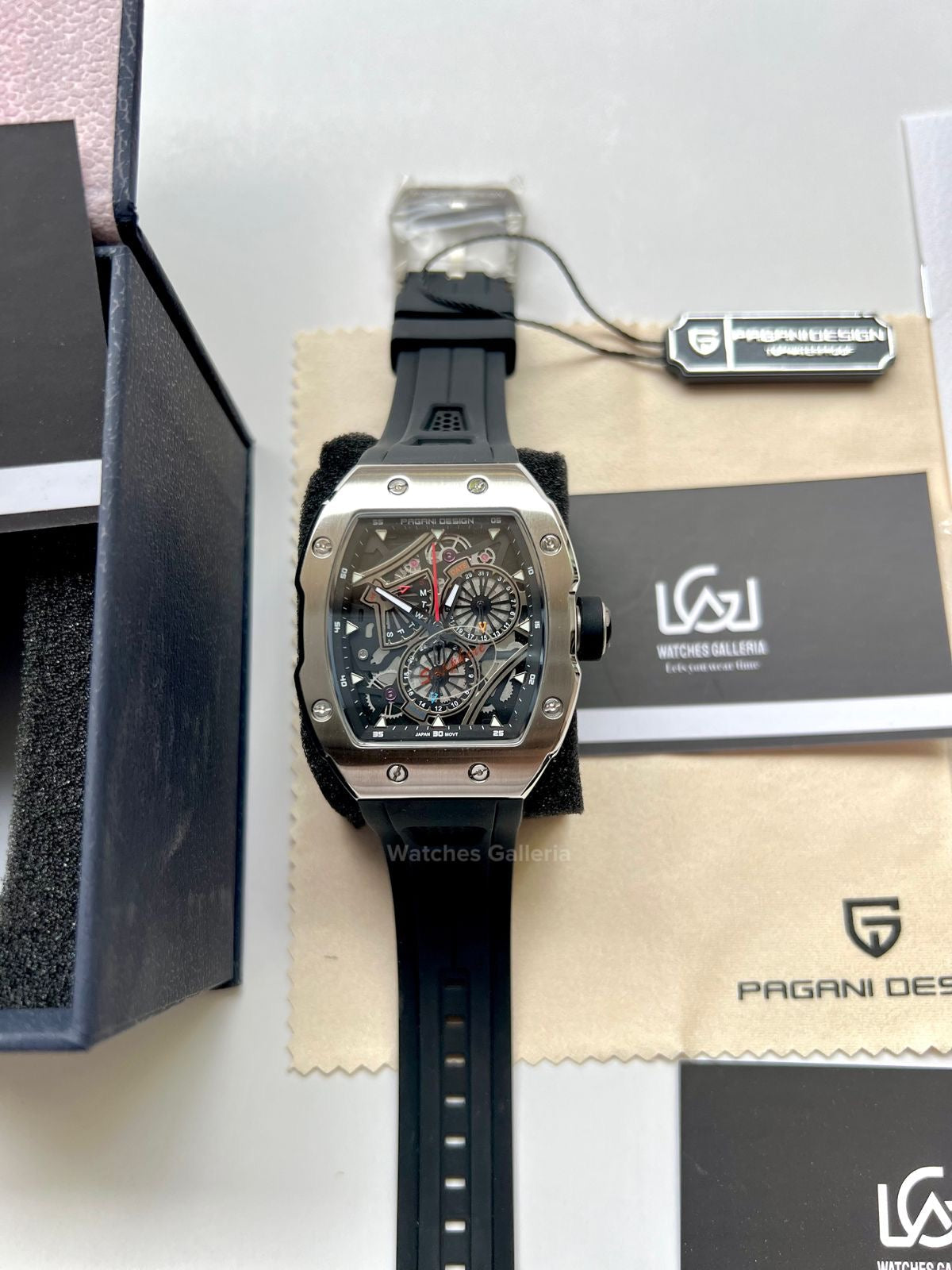 Pagani Design Tonneau Quartz (Black/Silver) PDys012 Watches Galleria