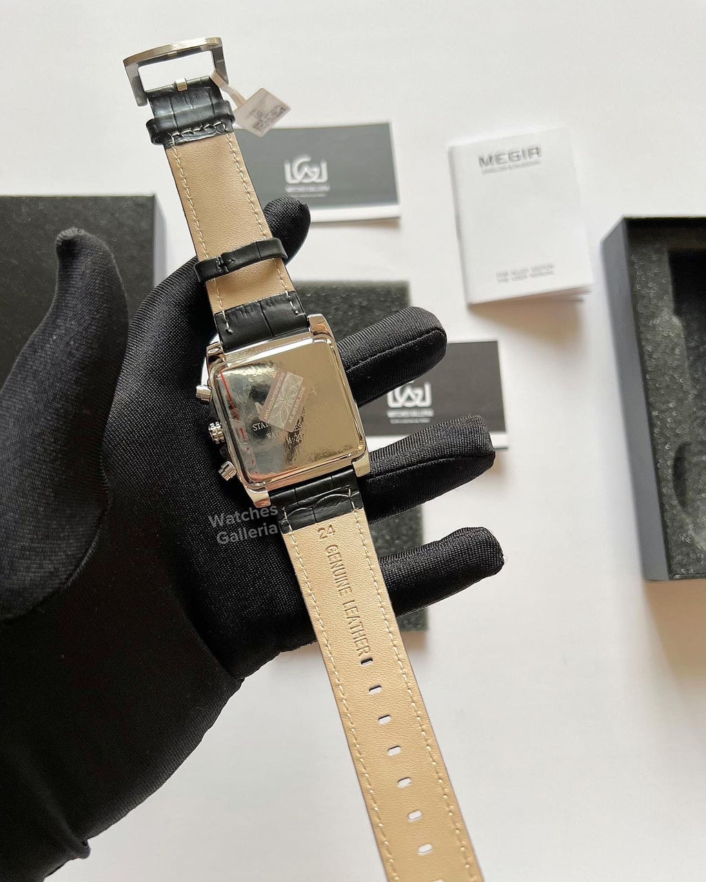 Megir Square Chronograph Quartz (Silver Black) ML2028