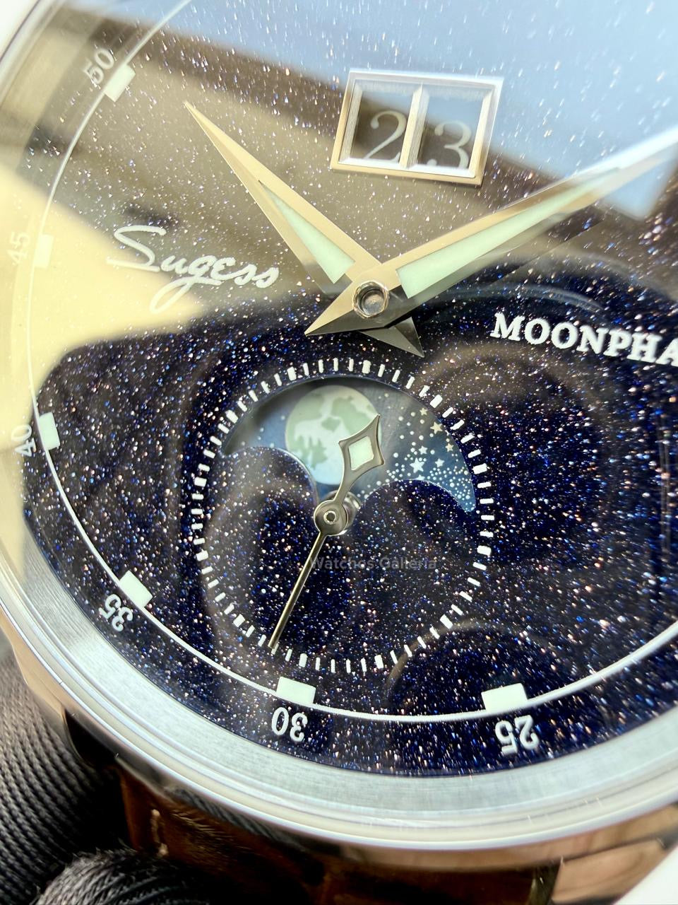 Sugess S401B Brown Leather Moonphase Watch in Pakistan – Luxury Men’s Automatic Mechanical Watch with Starry Sky Dial