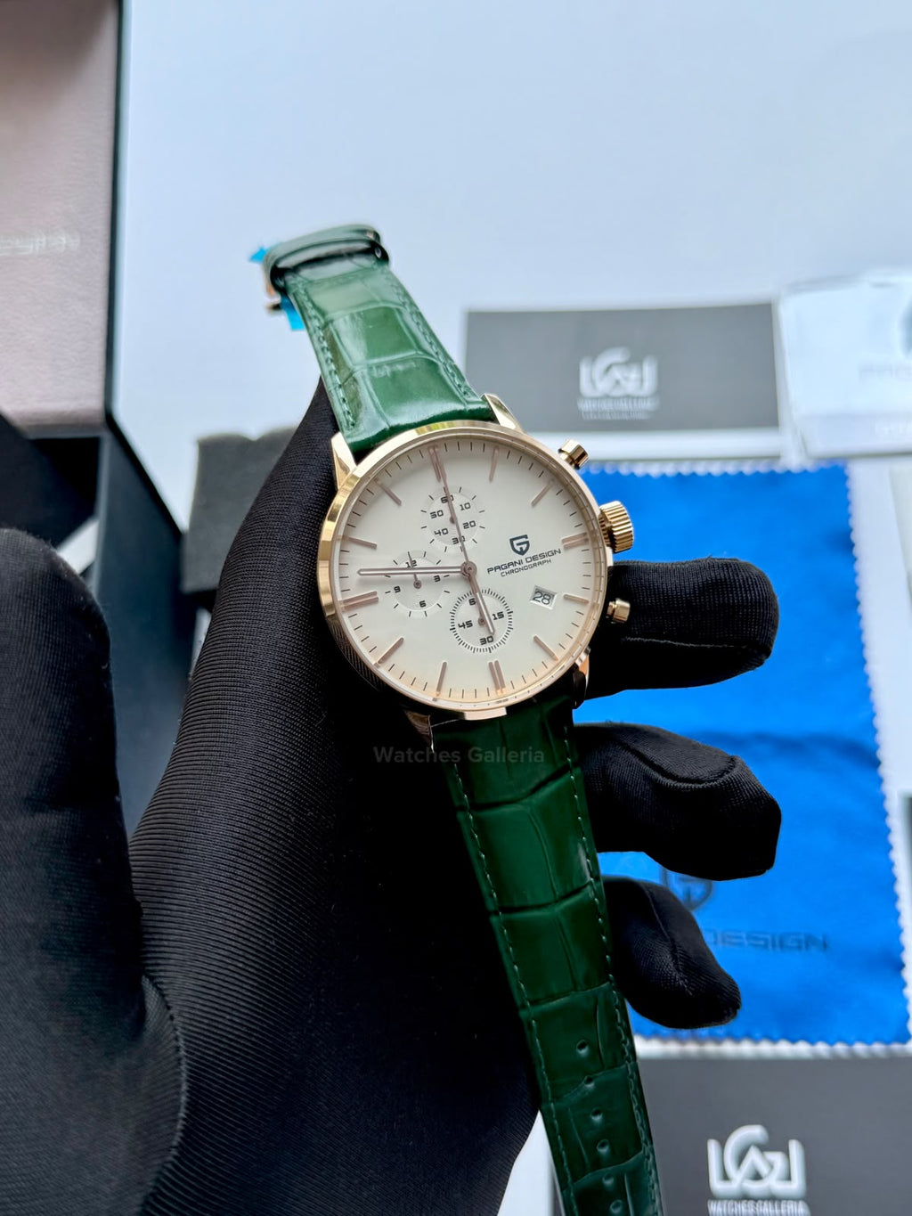 Pagani Design PD2720K | Green Rose Gold White | Flight Chronograph Limited Edition Blue Rose Gold White Quartz Watch