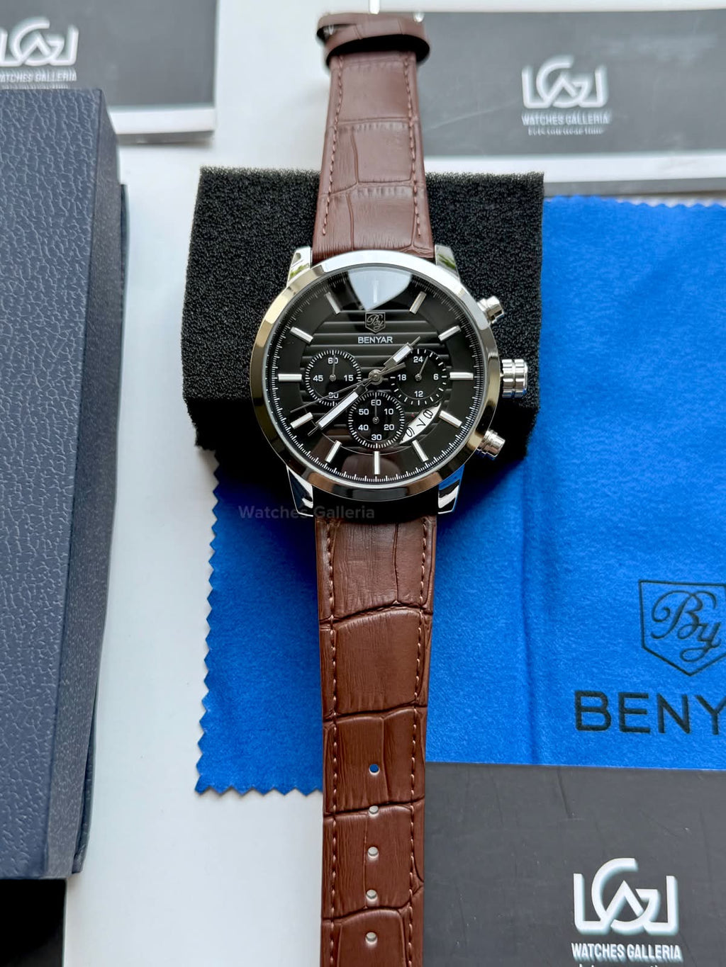 Benyar BY5104LE Classic Calendar Limited Edition Brown Black Chronograph Men’s Watch | Leather Strap | Quartz Movement | 30M Water Resistant