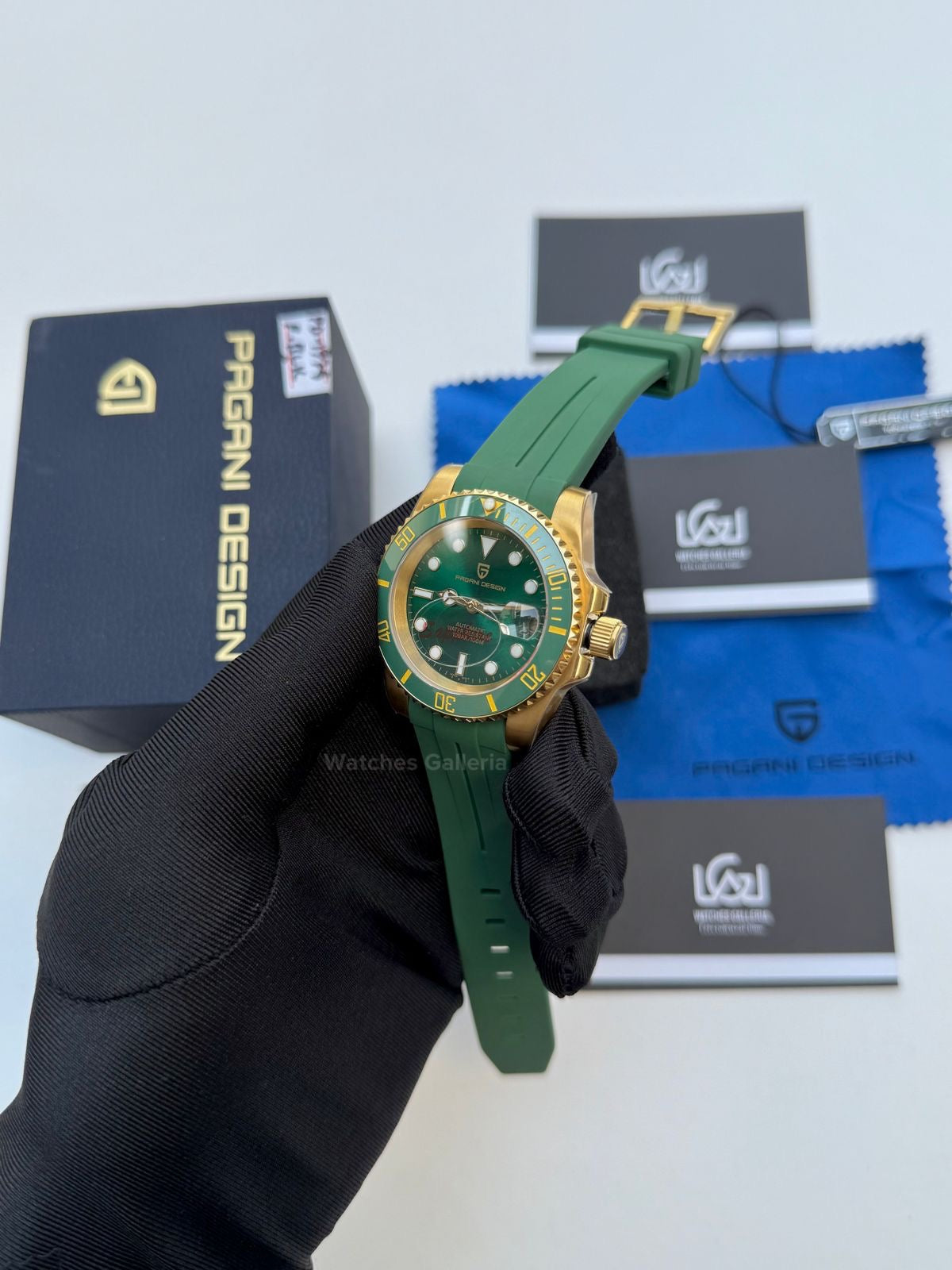Pagani Design Submariner Hulk Gold Automatic (Silicon Straps Edition) PD1661 Watches Galleria