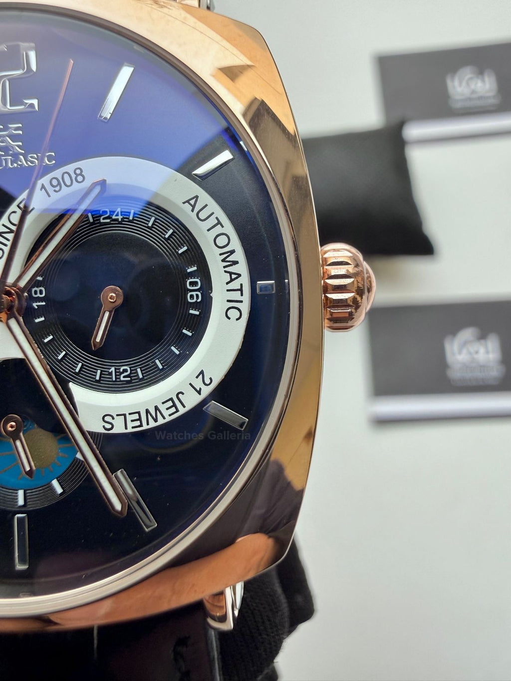 Aokulasic AOKU001 Moonphase Flywheel (Black/Rose Gold) Aokulasic Watch in Pakistan