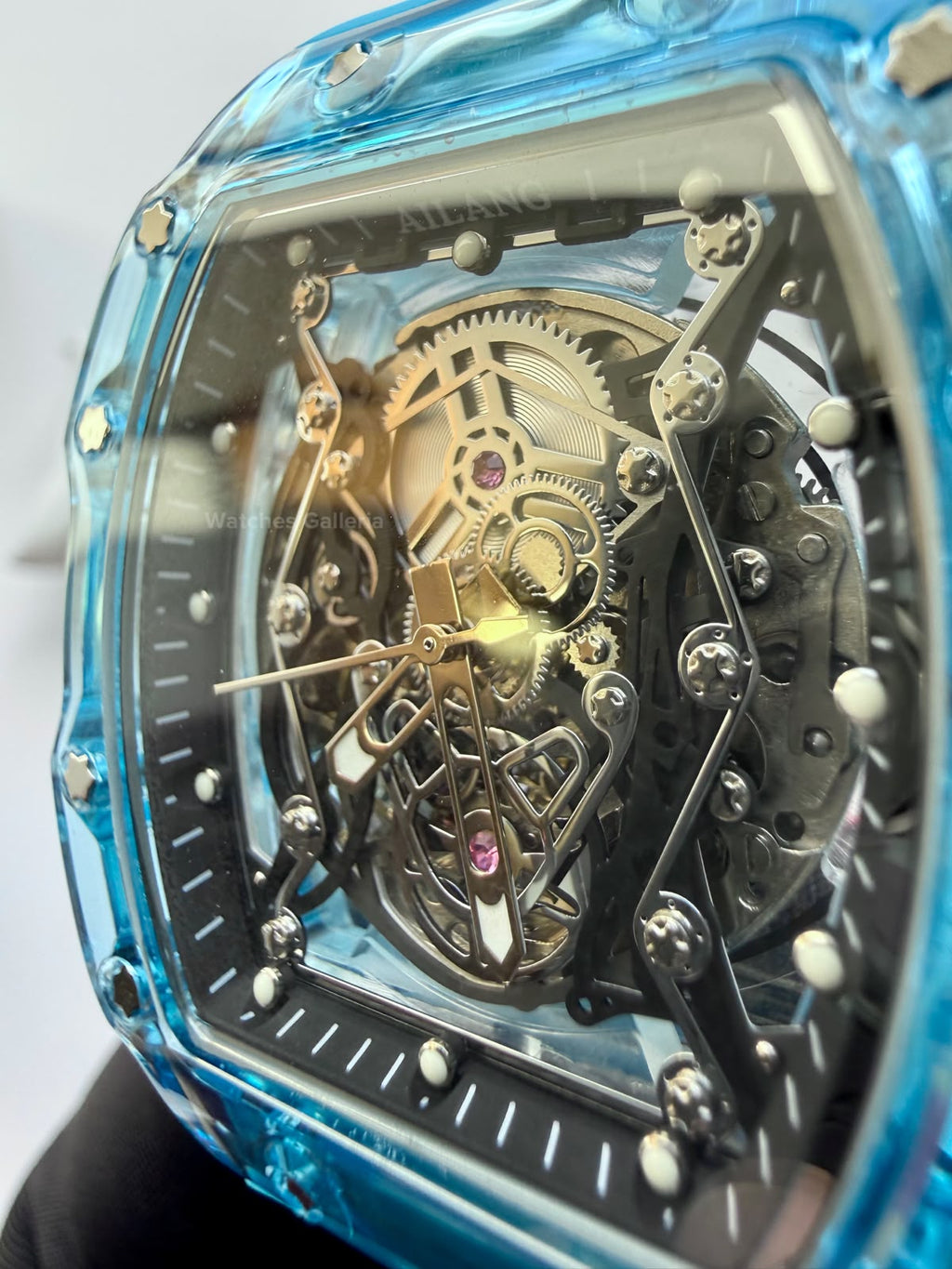 Ailang 8109 Skeleton Watch for Men White Blue Automatic Mechanical Watch Original Ailang Watch Pakistan