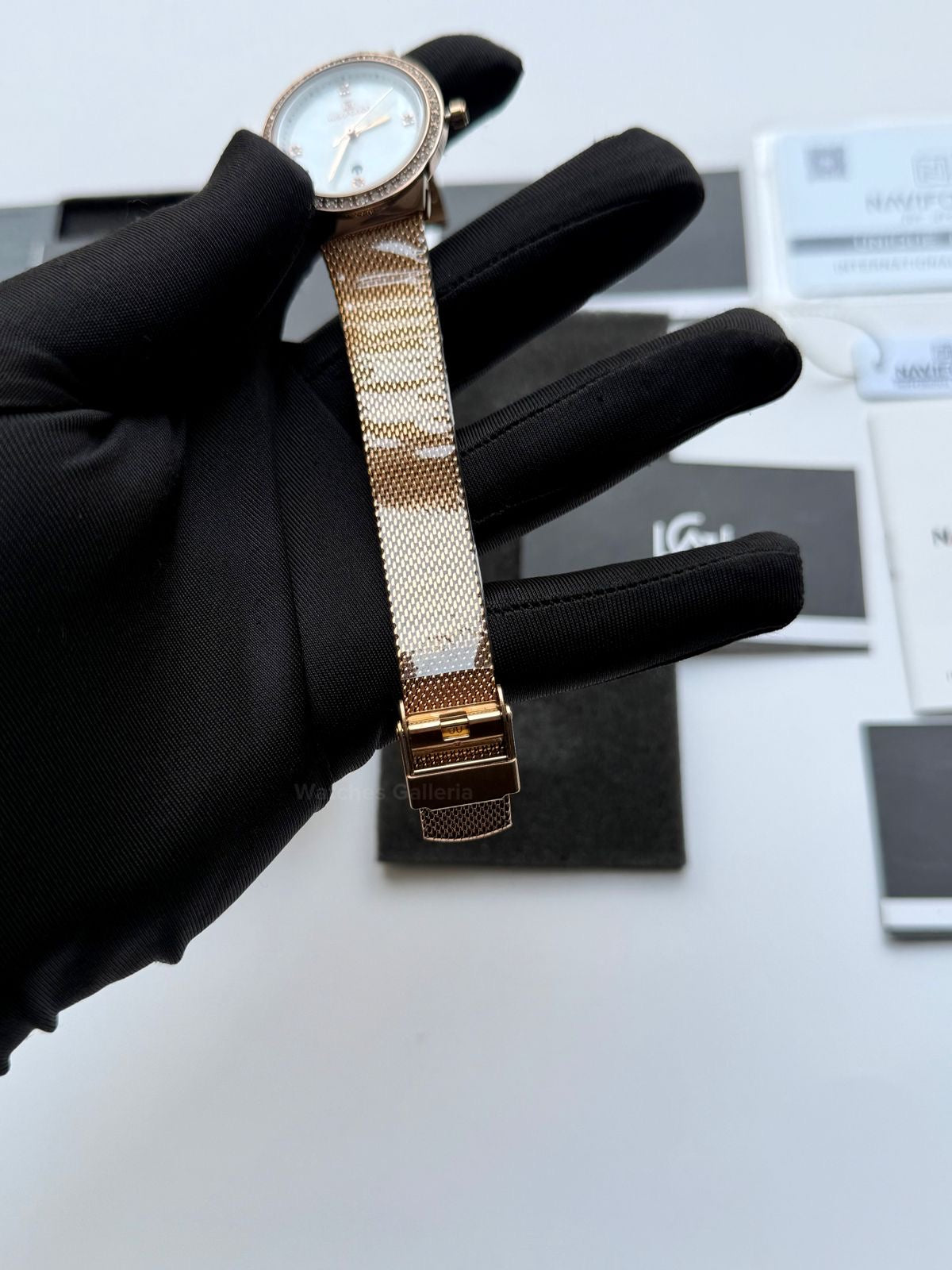 Naviforce NF5005 Women Watch Quartz (Rose Gold/White) Naviforce Watch in Pakistan