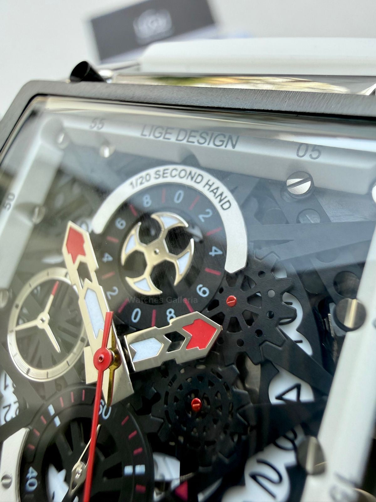 Lige Watch LG8935 Square Chronograph (Silver/White) Lige Watch Pakistan