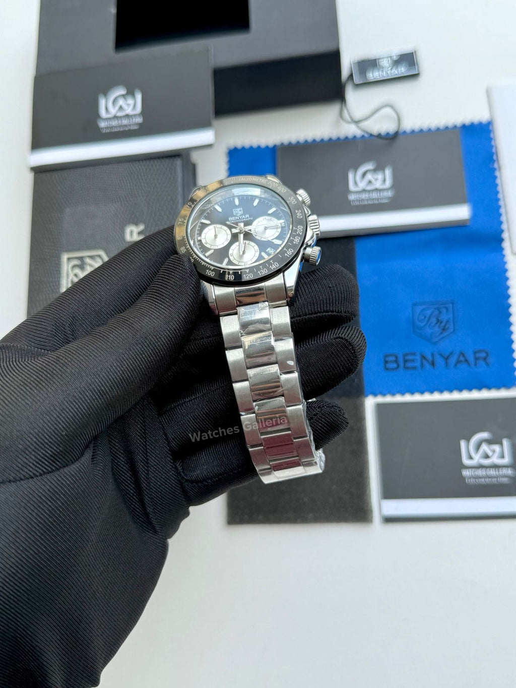 Benyar Daytona Chronograp Quartz (Black Silver) BY5169 Watches Galleria