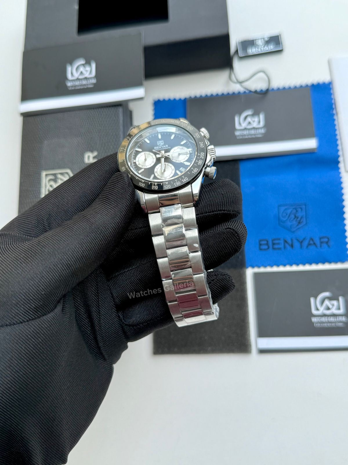 Benyar Daytona Chronograp Quartz (Black Silver) BY5169 Watches Galleria