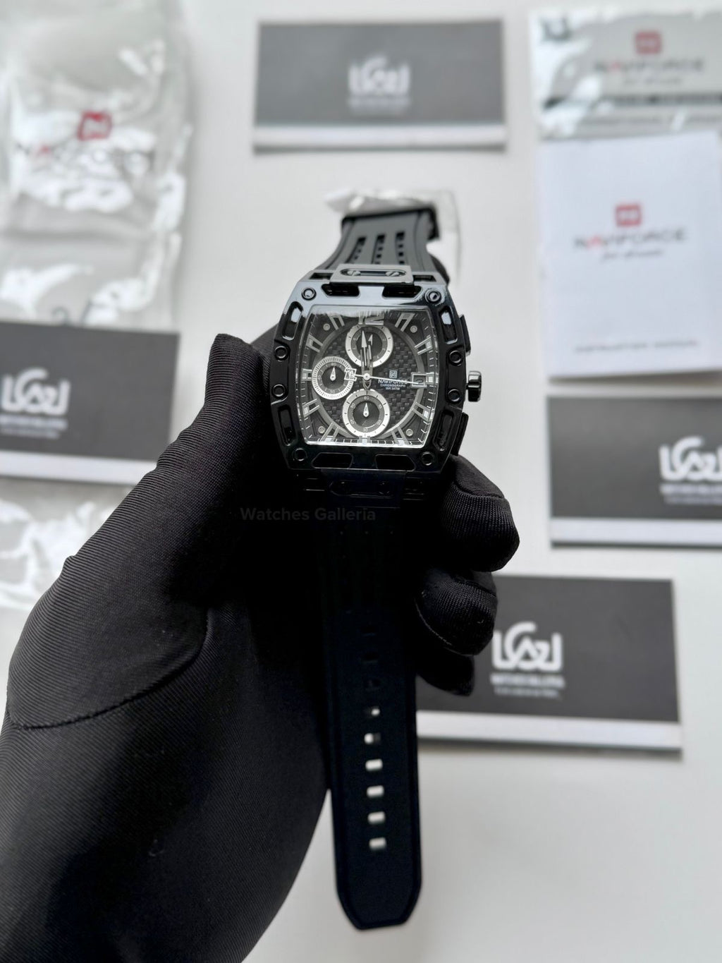 Naviforce NF7105 Tonneau Watch (Black) Naviforce Watch in Pakistan
