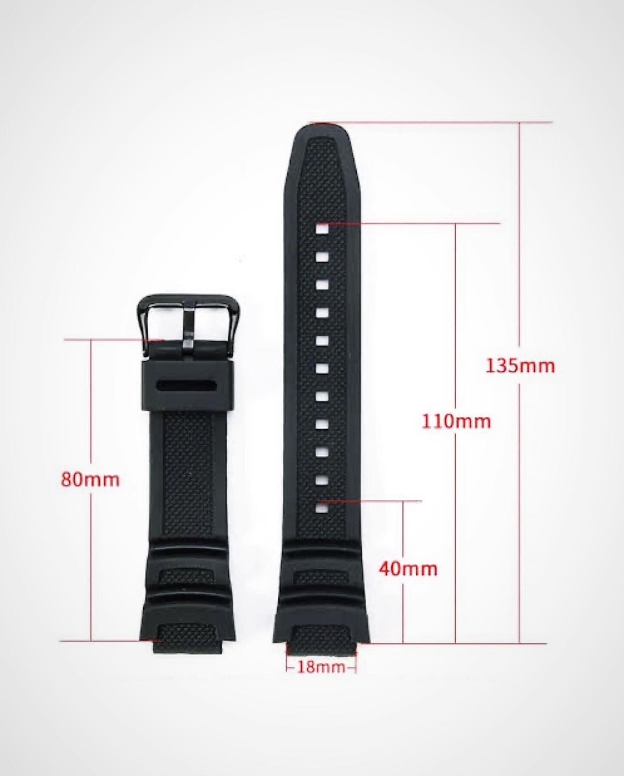 Silicon Straps (Red) For Casio W218H | F108 | AE1100 | AE1200 | SGW300 | MRW200