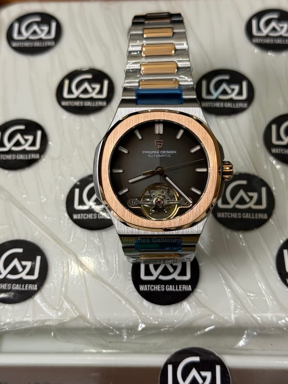 Pagani Design PDys025 Nautilus Flywheel Rose Gold Black 42mm Automatic Watch – Sapphire Crystal | E3251 Movement | 5ATM