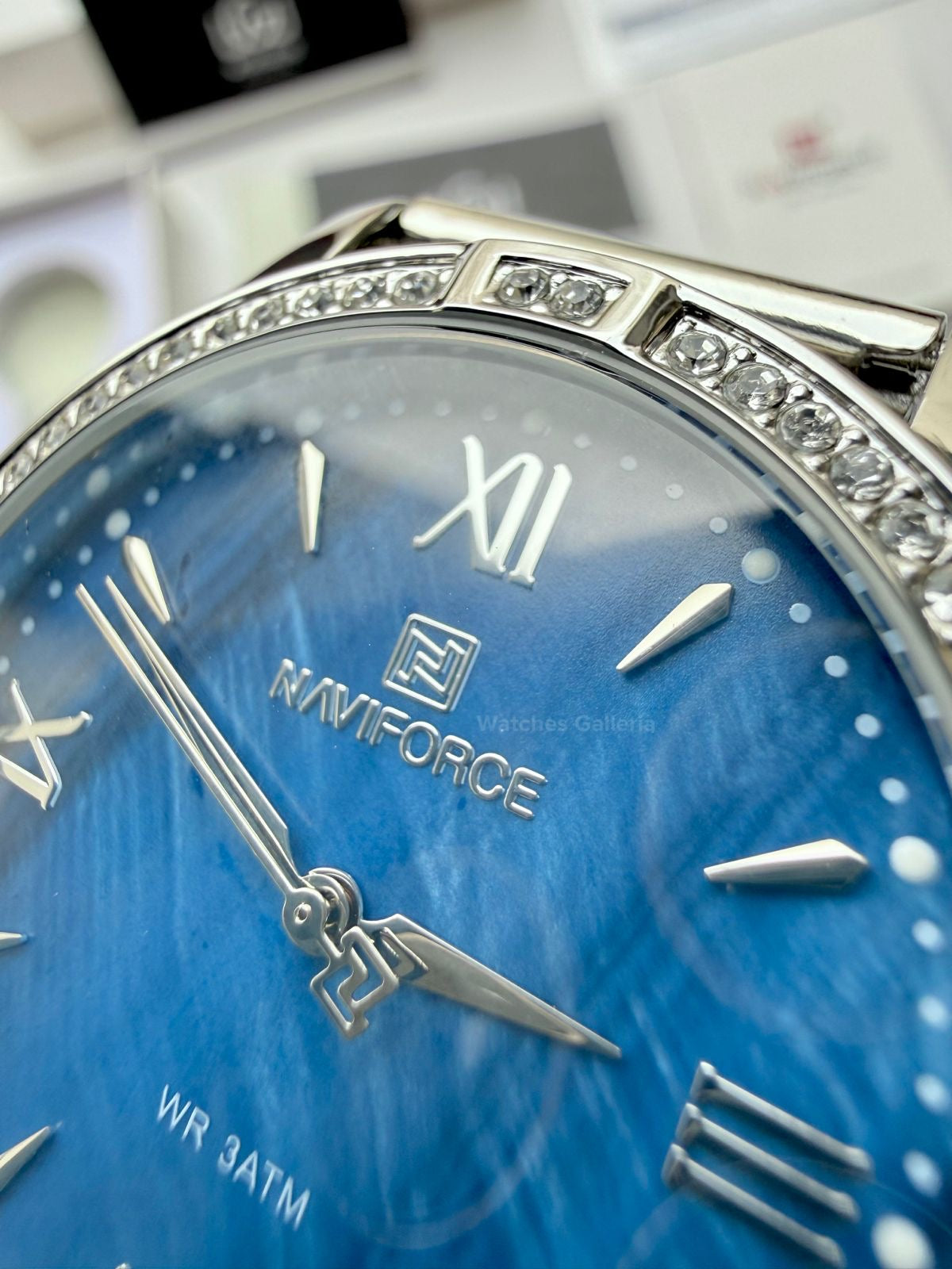 Naviforce NF5028 Blue Classic Stones Quartz Watch (Unisex) Naviforce Watch Pakistan