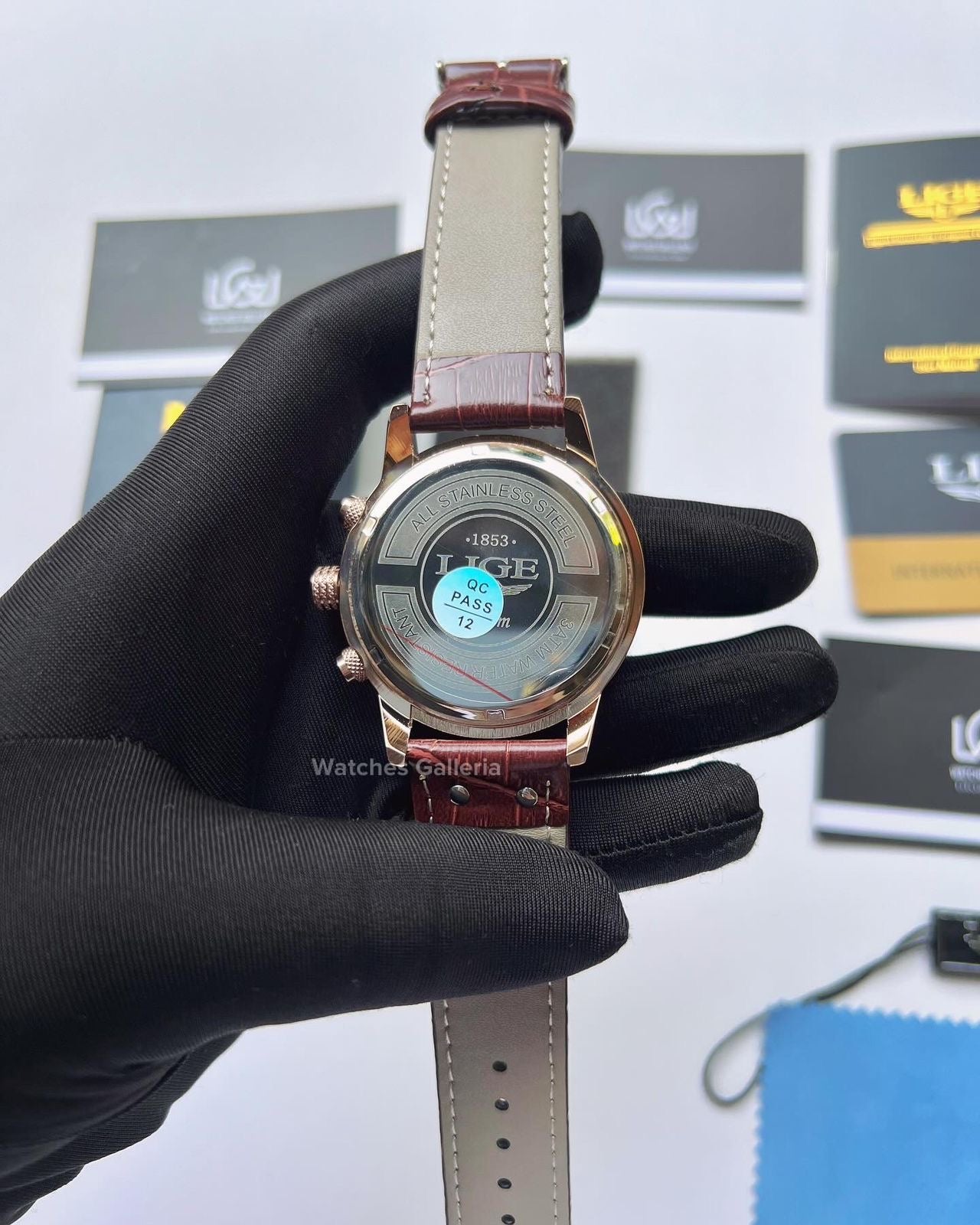 Lige Moonphase Watch (Rose Gold Black) LG8953 Watches Galleria