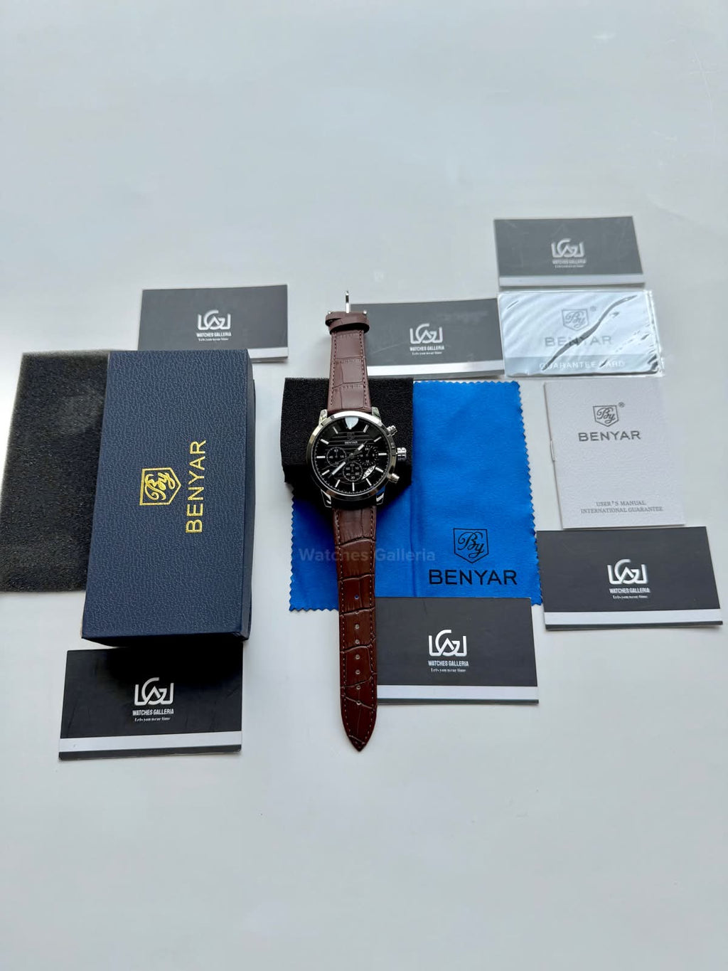 Benyar BY5104LE Classic Calendar Limited Edition Brown Black Chronograph Men’s Watch | Leather Strap | Quartz Movement | 30M Water Resistant