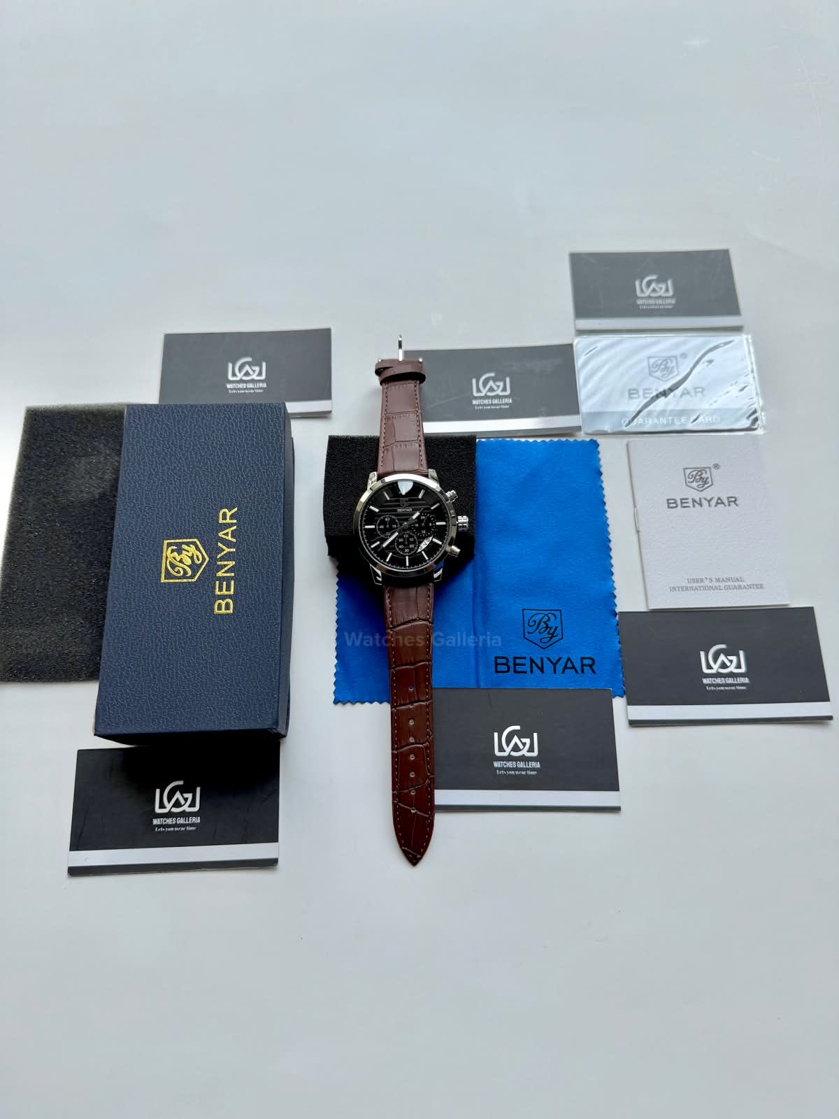 Benyar BY5104LE Classic Calendar Limited Edition Brown Black Chronograph Men’s Watch | Leather Strap | Quartz Movement | 30M Water Resistant