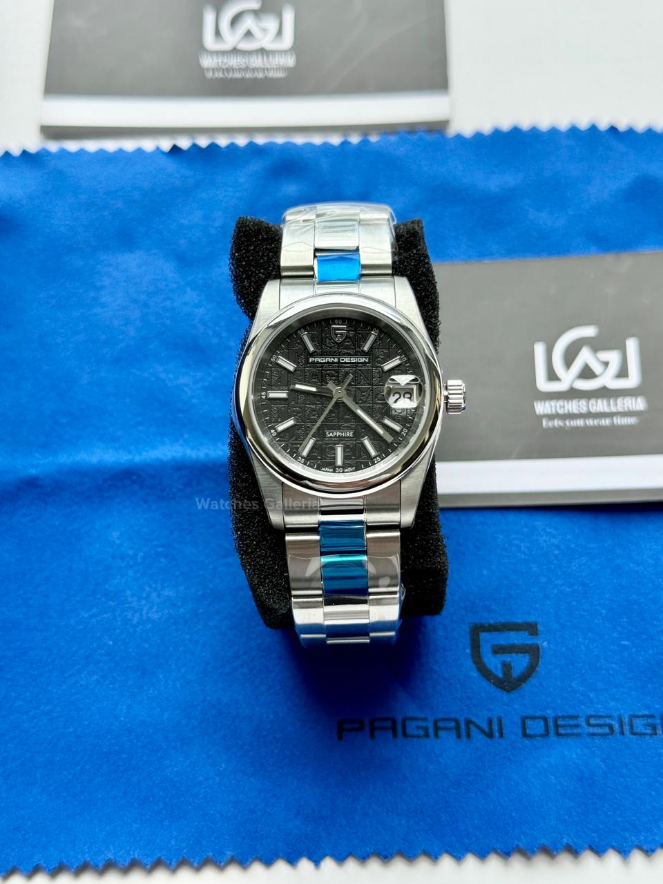 Pagani Design PD1794L Ladies Oyster Perpetual Date Black Dial Watch in Pakistan – 31mm Elegant Stainless Steel Quartz Luxury Watch