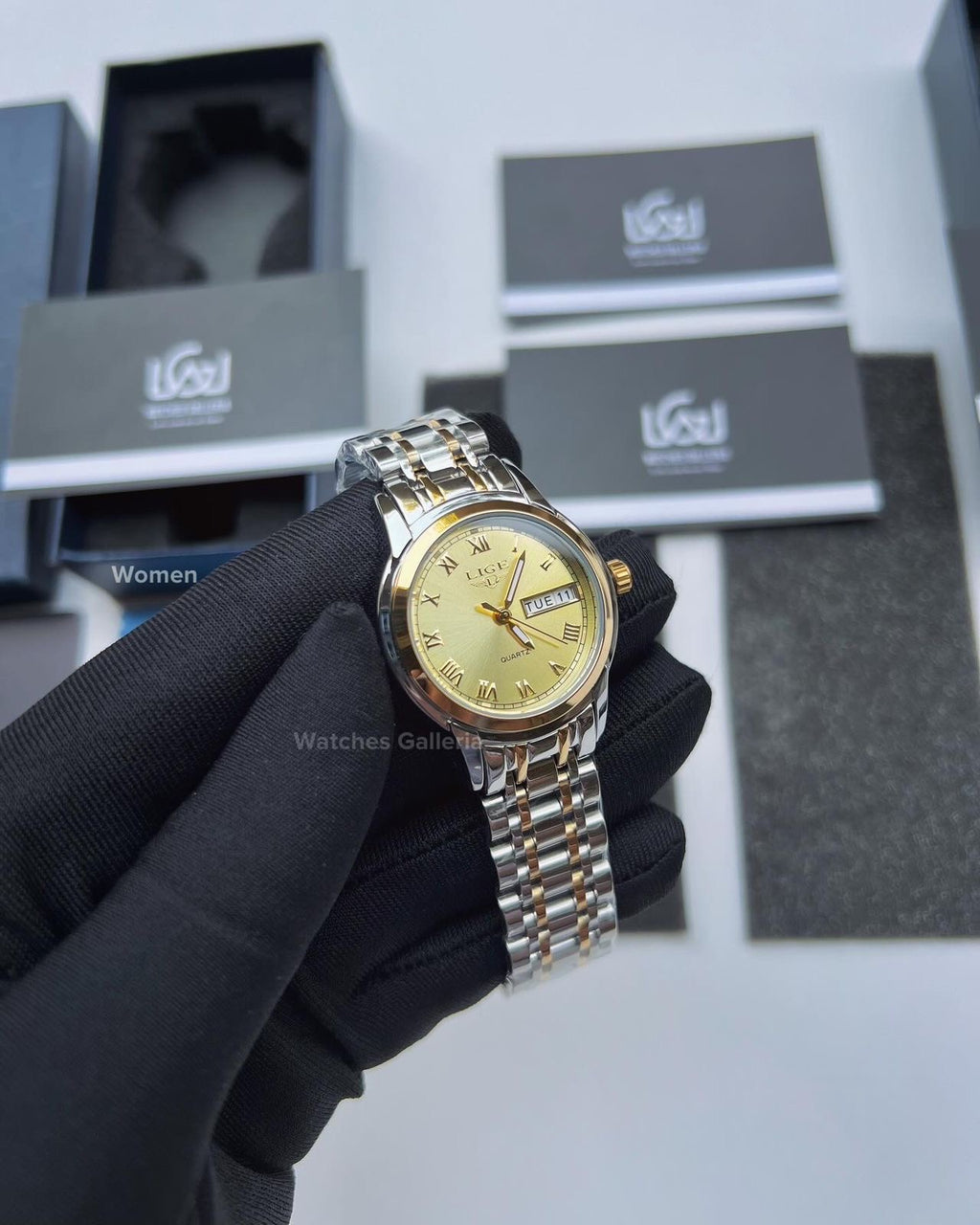 Lige Date Day Couple Watch (Gold) Lige9846 Lige10007L