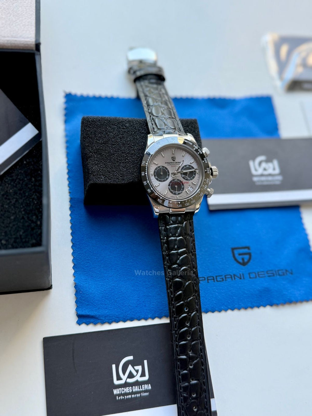 Pagani Design Daytona Quartz PD1664 Crocodile Leather Strap (Silver) Pagani Design in Pakistan