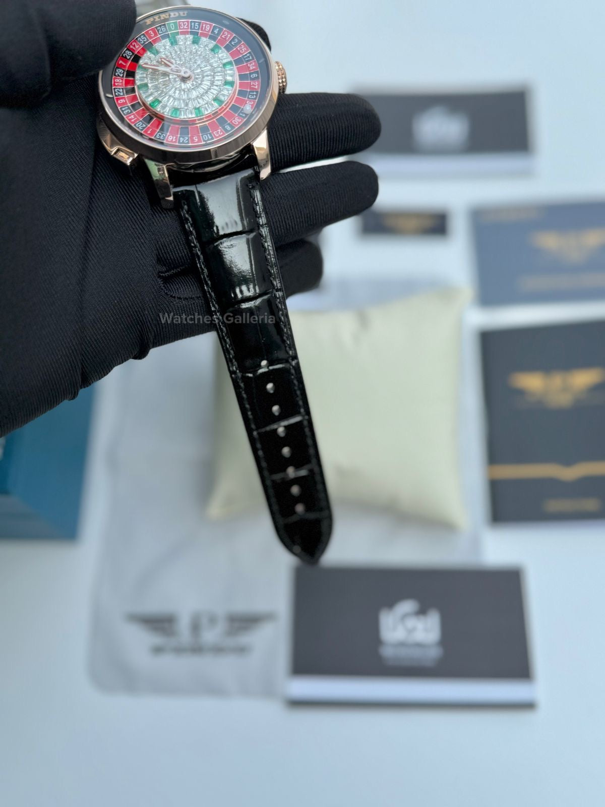 Pindu Design Casino Roulette Button Edition Automatic (Baguette Cut Diamonds) P6628 Watches Galleria