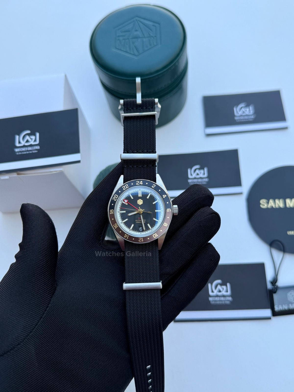 San Martin GMT RootBeer Automatic (Black Nato Straps) SN0116 Watches Galleria