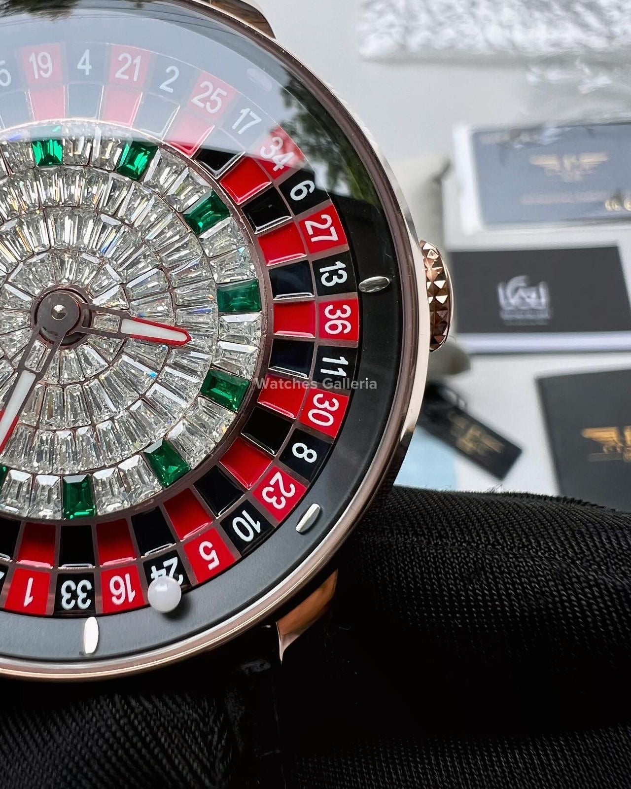 Pindu Design Casino Roulette Watch (Baguette Cut Diamonds Dial) P6617 Watches Galleria