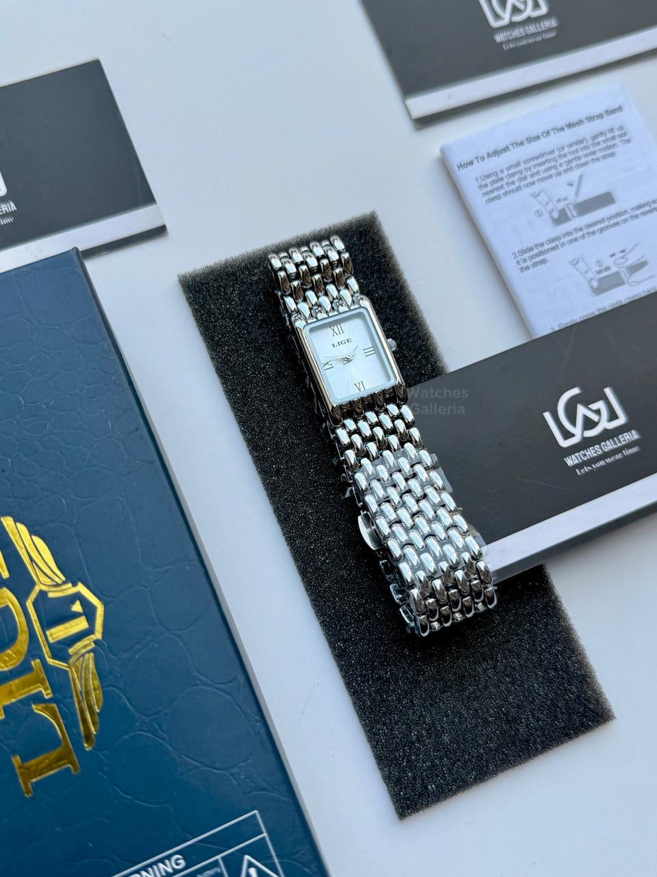 Lige 89156 Tank Women Watch Quartz (Silver) Lige Women Watch