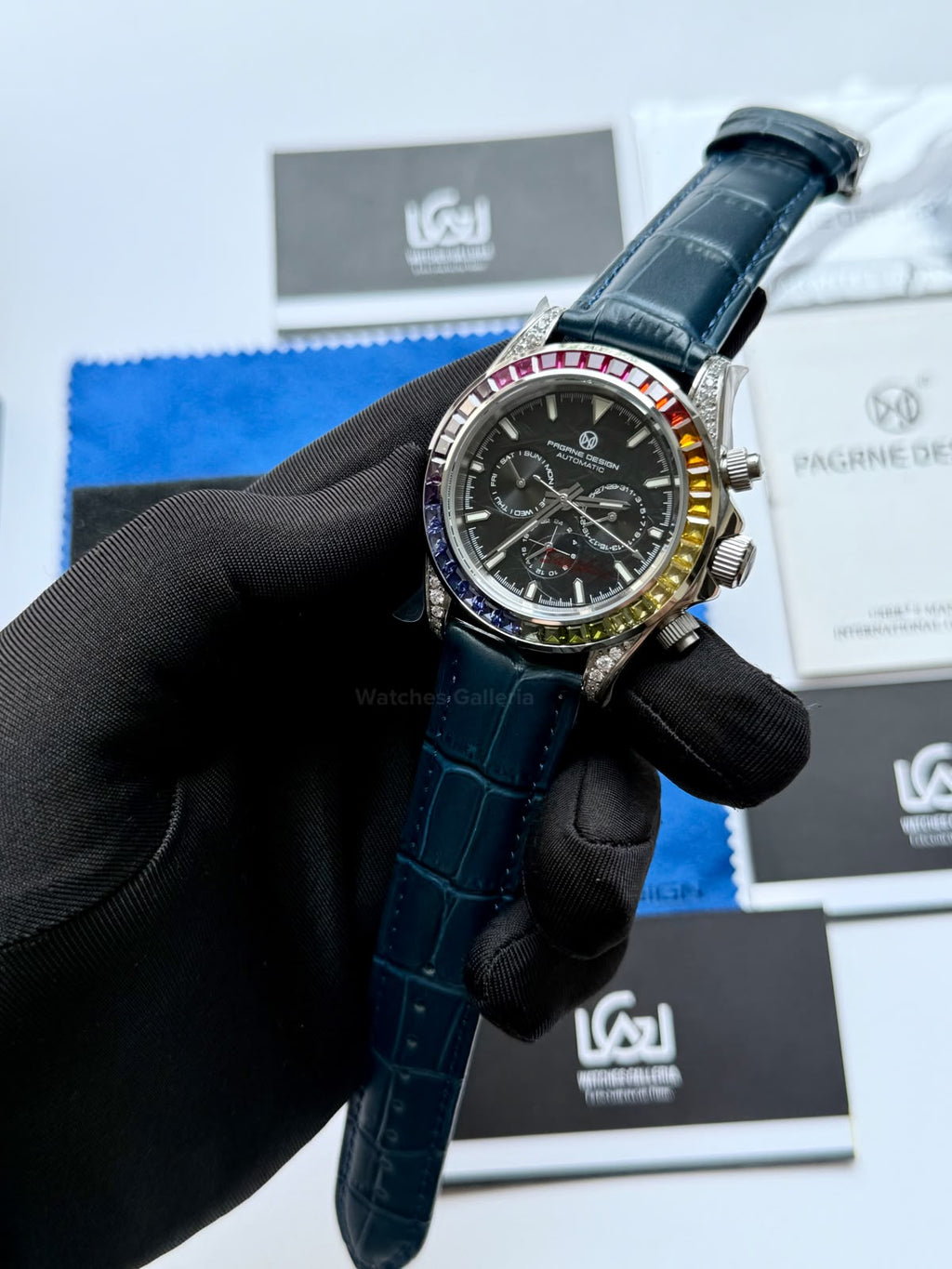 Pagani Design PG1666 Daytona Rainbow Limited Edition Black Automatic Chronograph Watch | 40mm Sapphire Crystal | HZ2196G Movement | 100M Water Resistant