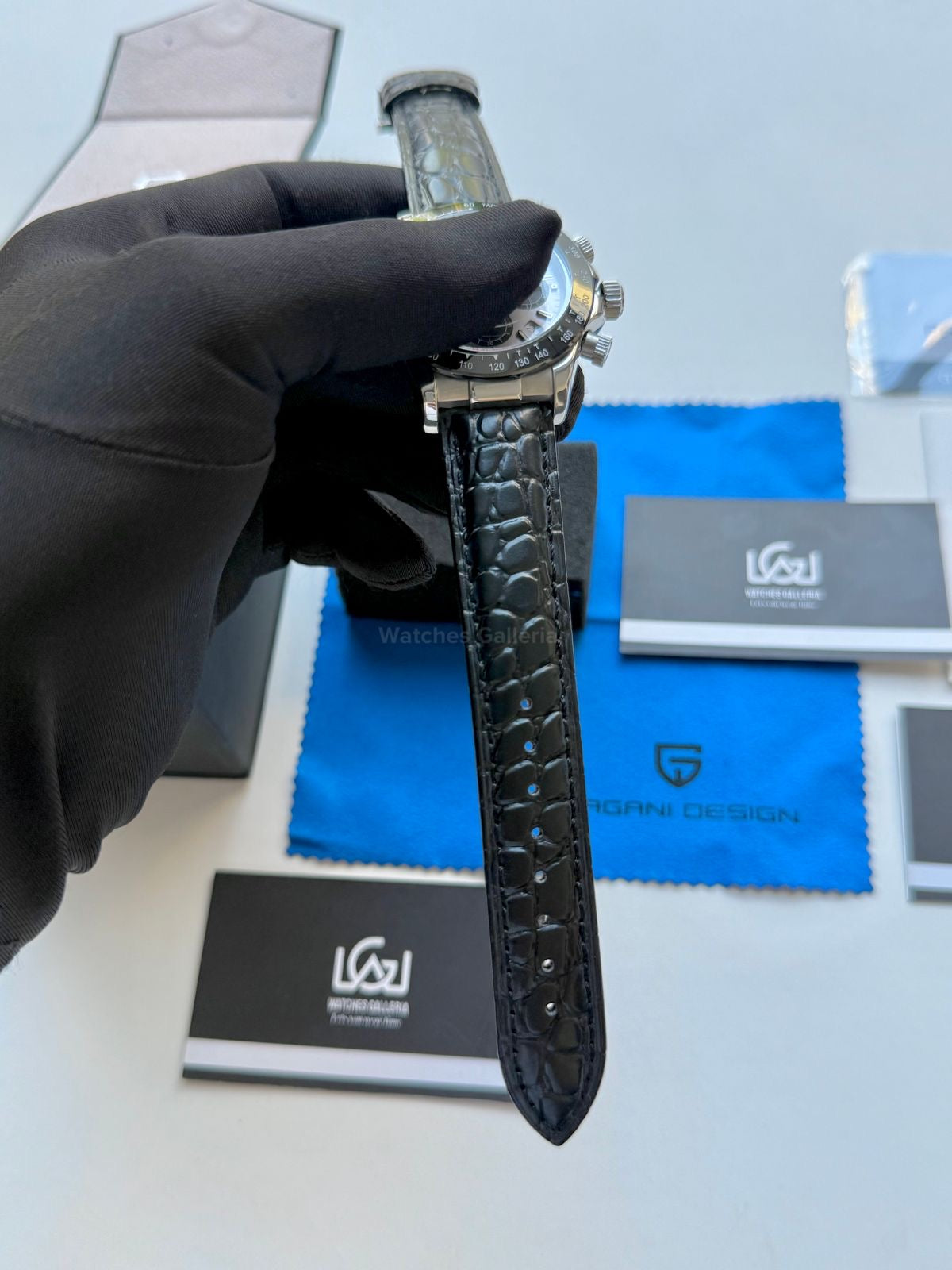 Pagani Design Daytona Quartz PD1664 Crocodile Leather Strap (Silver) Pagani Design in Pakistan