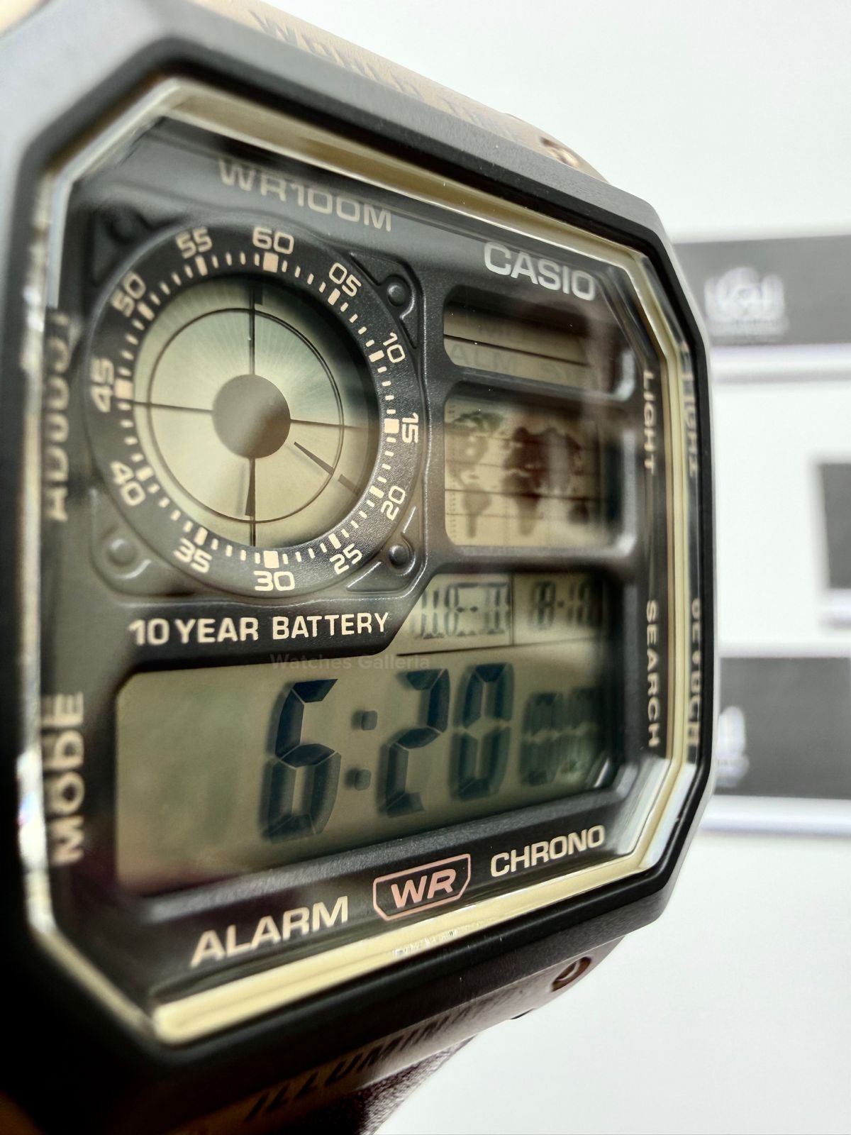 Casio AE-1200WHL-5AVDF World Time Digital Watch Brown Leather Strap 100M Water Resistant – 10 Year Battery