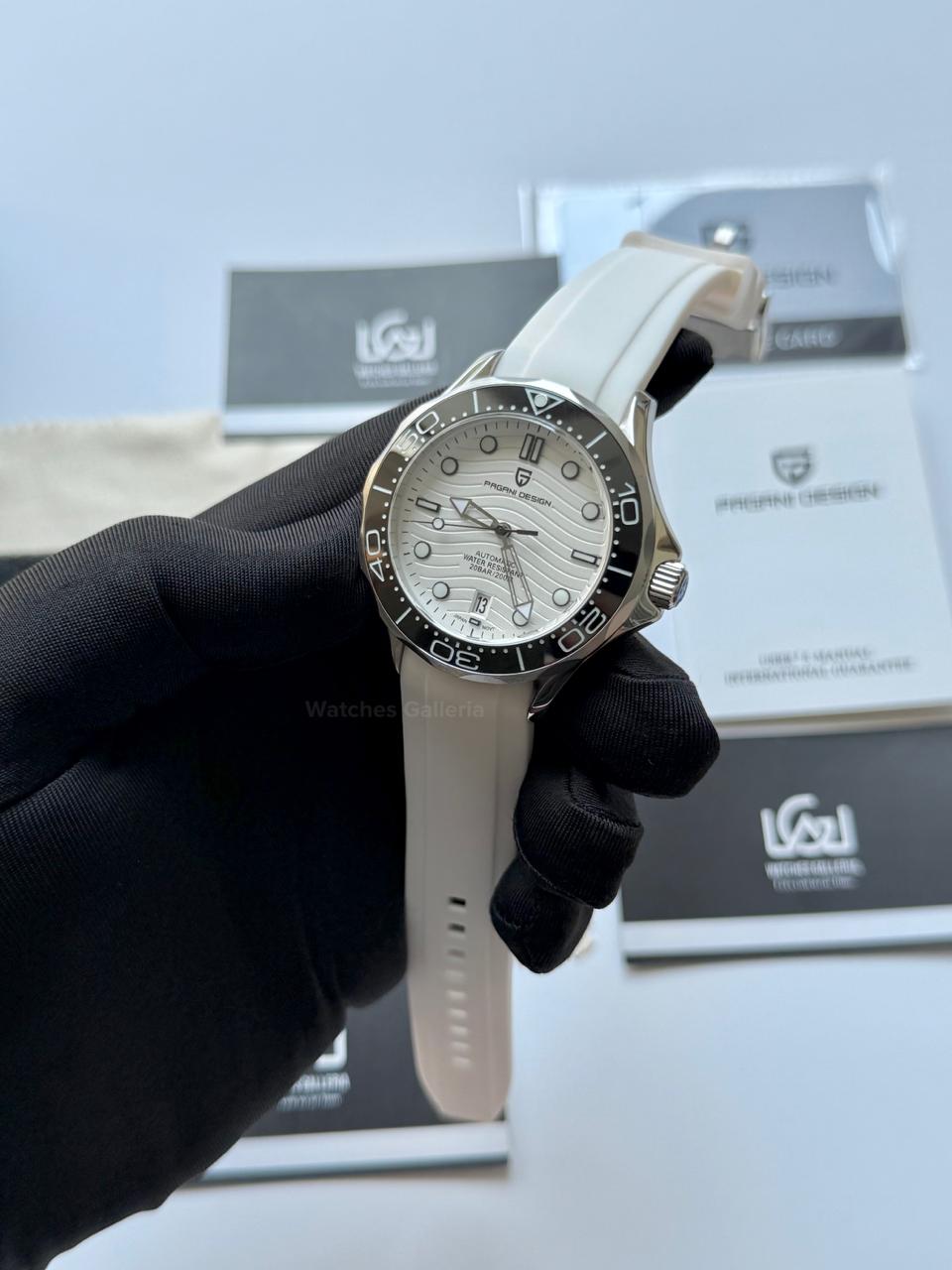 Pagani Design PD1685 Seamaster Diver White Automatic Watch – 200M Sapphire Crystal NH35A/Miyota Luxury Dive Watch in Pakistan | Watches Galleria