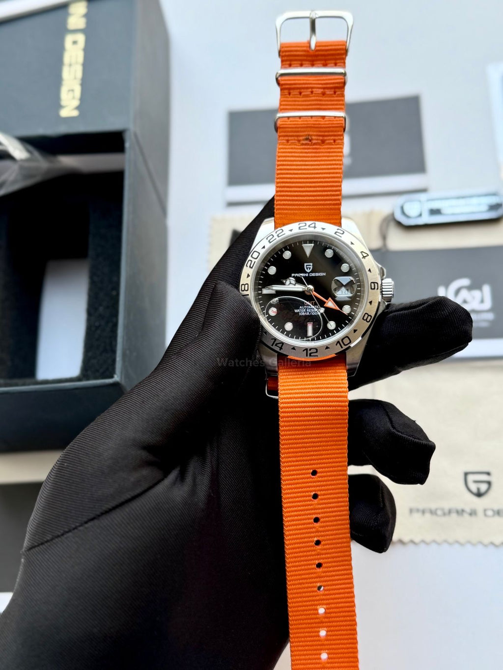 Pagani Design PD1682 Explorer II Black 42mm GMT Automatic – Sapphire Glass | NATO Strap | 100M WR