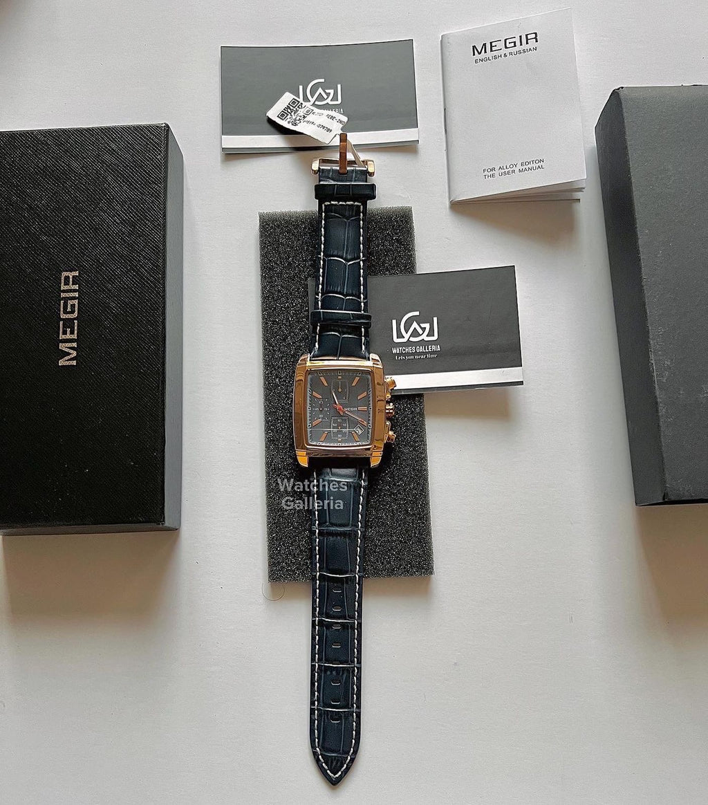 Megir Square Chronograph (Blue Gold) ML2028