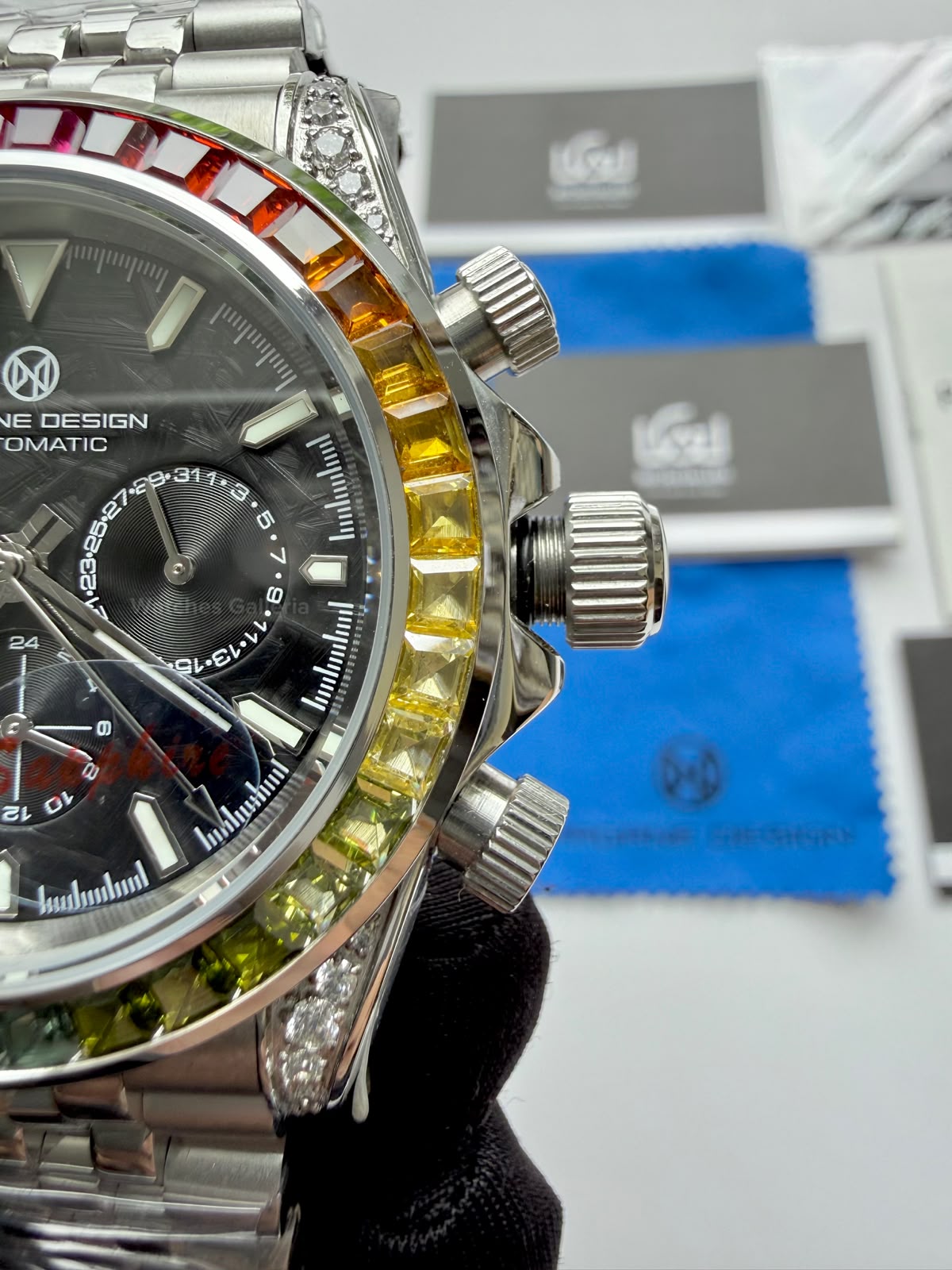 Pagani Design PG1666 Daytona Rainbow Limited Edition Black Automatic Chronograph Watch | 40mm Sapphire Crystal | HZ2196G Movement | 100M Water Resistant