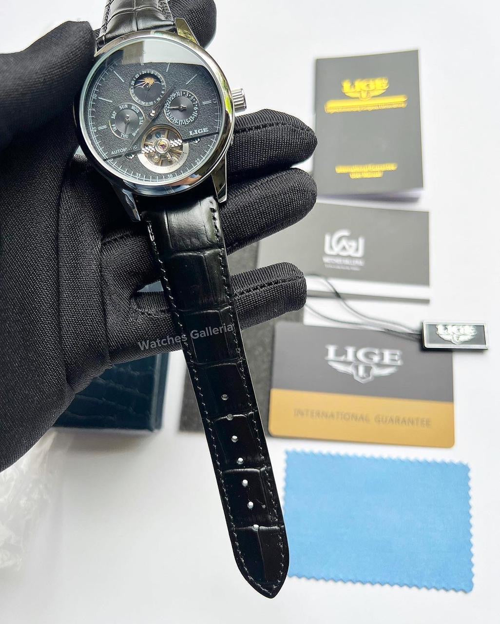 Lige Moonphase Automatic (Black Silver) LIGE6828