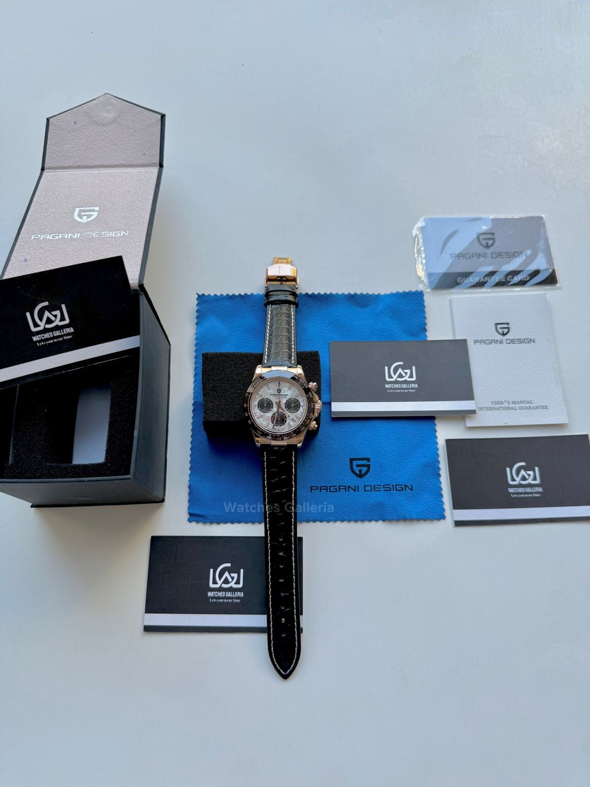 Pagani Design Daytona Quartz PD1664 Crocodile Leather Strap (Rose Gold Metorite) Pagani Design in Pakistan