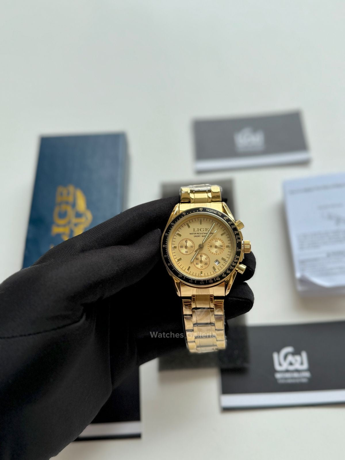 Lige Speedmaster Quartz (Gold/Black) lige89137 Watches Galleria
