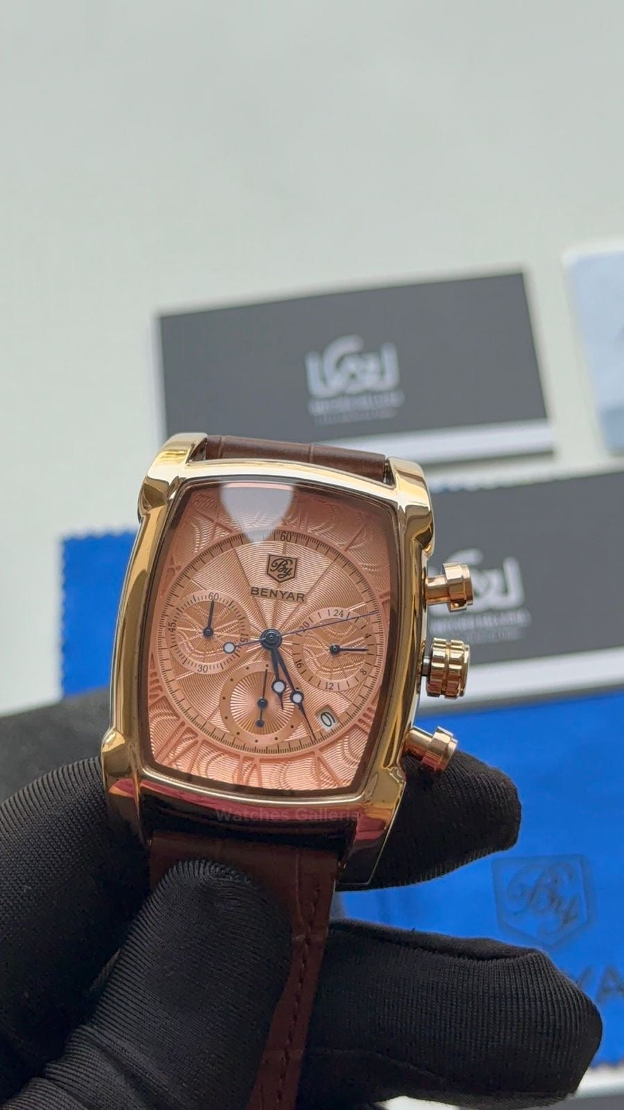 Benyar BY5113 Square Chronograph (Brown/Rose Gold) Benyar Watch Pakistan