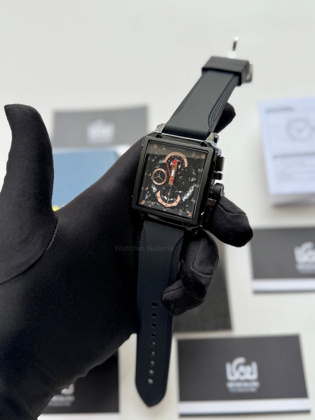 Lige Watch LG8935 Square Chronograph (Black) Lige Watch Pakistan