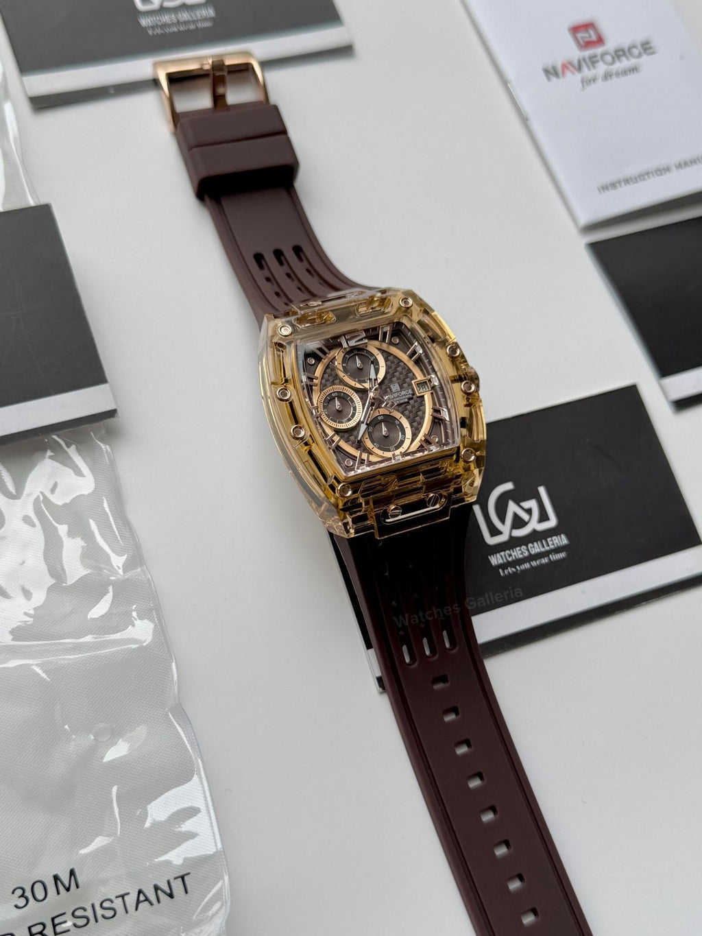 Naviforce NF7105 Tonneau Watch (Brown) Naviforce Watch in Pakistan