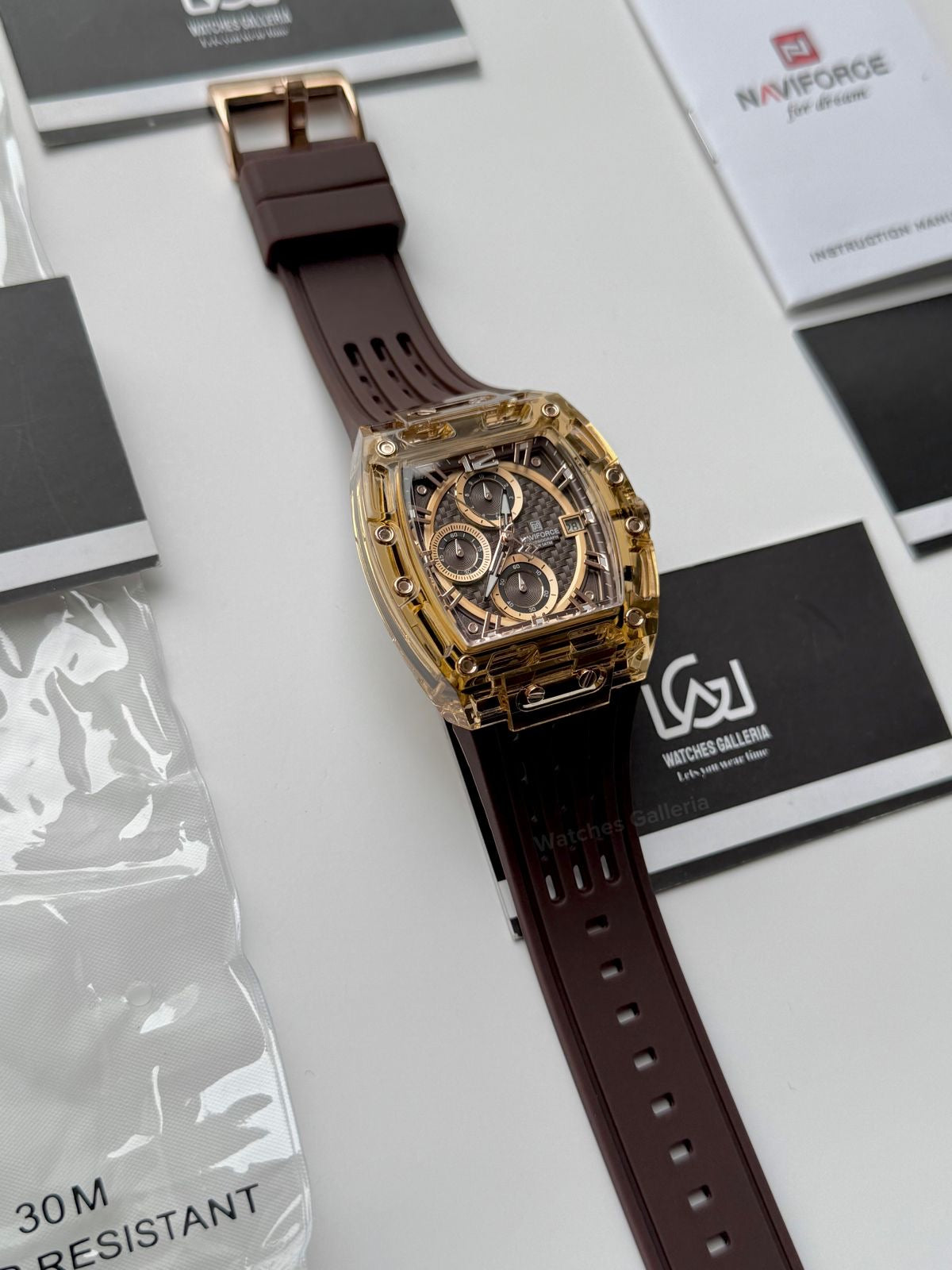 Naviforce NF7105 Tonneau Watch (Brown) Naviforce Watch in Pakistan