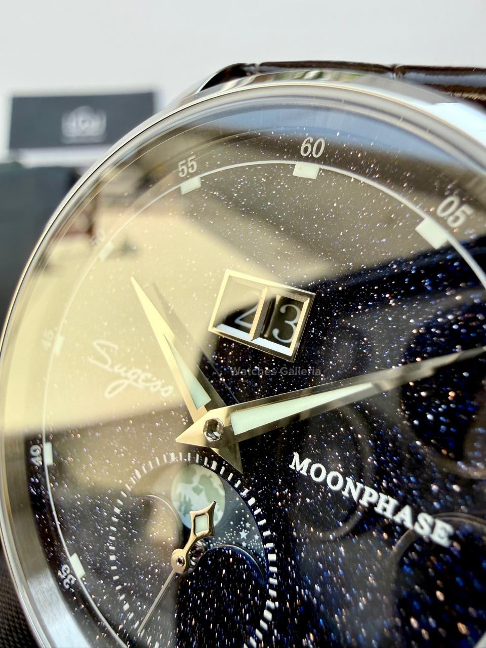 Sugess S401B Brown Leather Moonphase Watch in Pakistan – Luxury Men’s Automatic Mechanical Watch with Starry Sky Dial