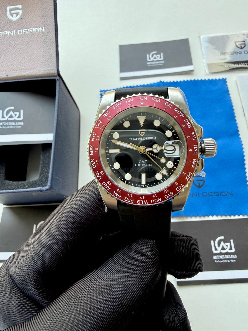 Pagani Design PD1758 World Time GMT Automatic (Red) | Pagani Design Pakistan | PD-1758